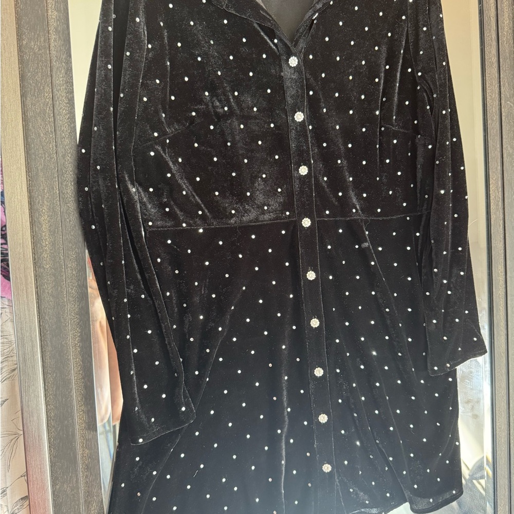 Zara Black Velvet dress with Rhinestone Accents